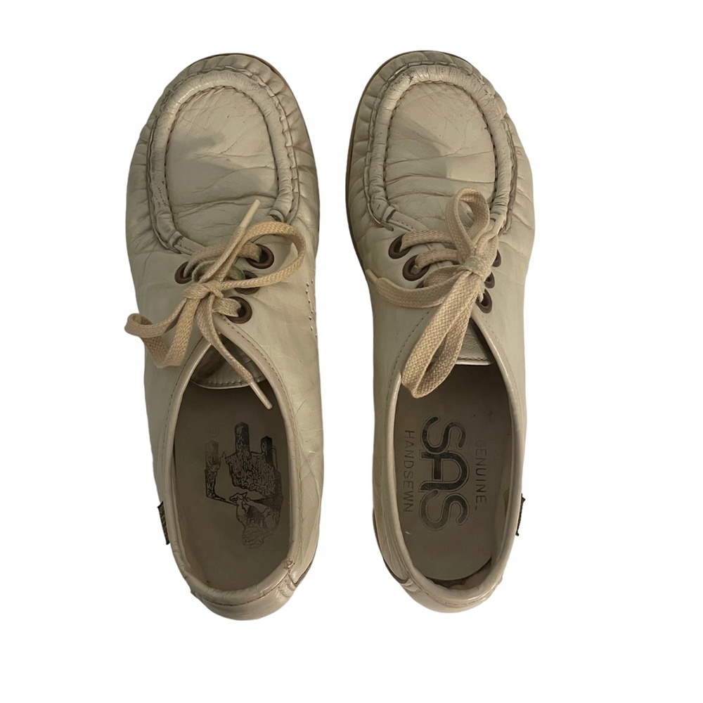SAS Siesta Vintage Leather‎ Chunky Heel Lace Up Loafer Sneaker Size 7/7.5 - Picture 3 of 7